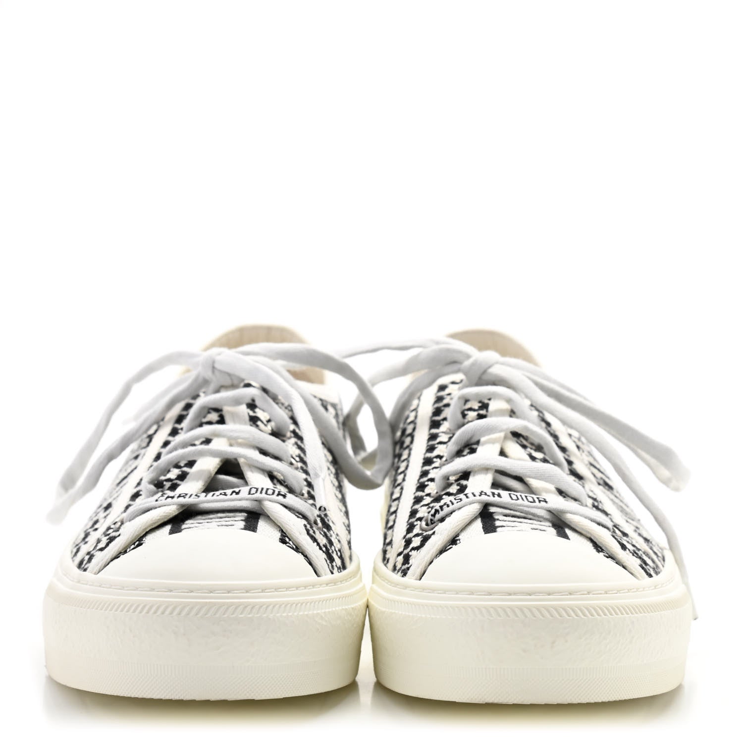 Christian Dior Canvas Houndstooth 30 Montaigne Embroidered Womens Walk'N'Dior Low Top Sneakers 40 Black White 2 of 8