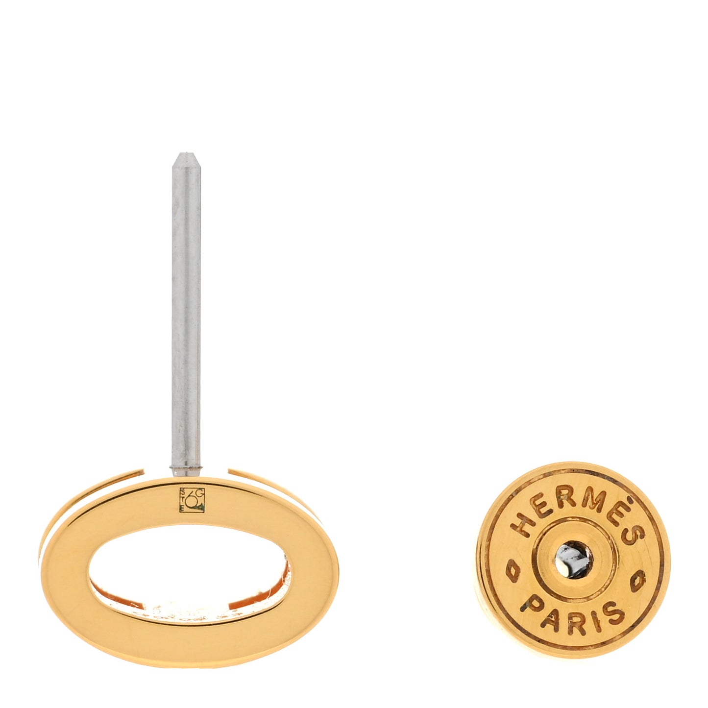 Gold Lacquered Mini Pop H Earrings Marron Glace