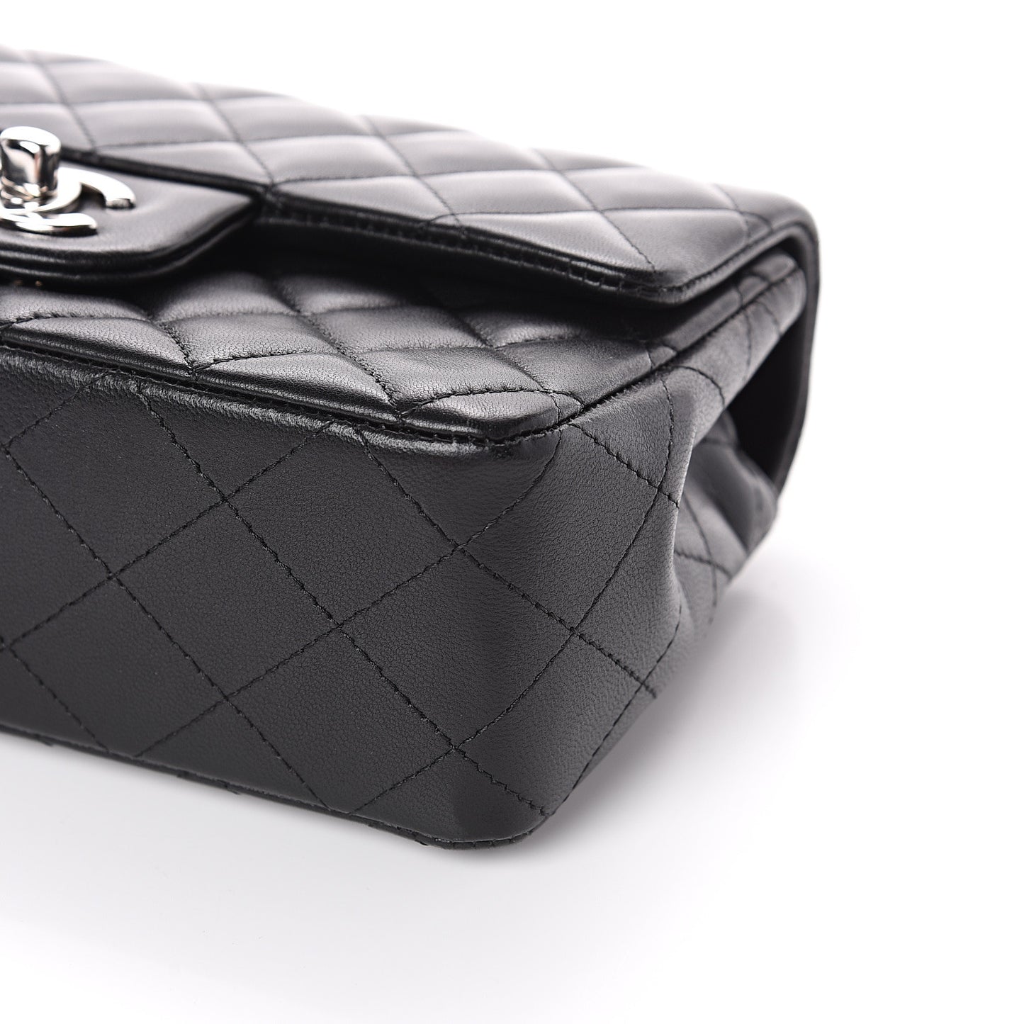 Lambskin Quilted Mini Rectangular Flap Black