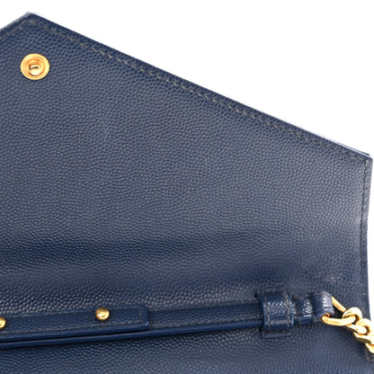 Saint Laurent Grain De Poudre Matelasse Chevron Monogram Chain Wallet 10 of 10