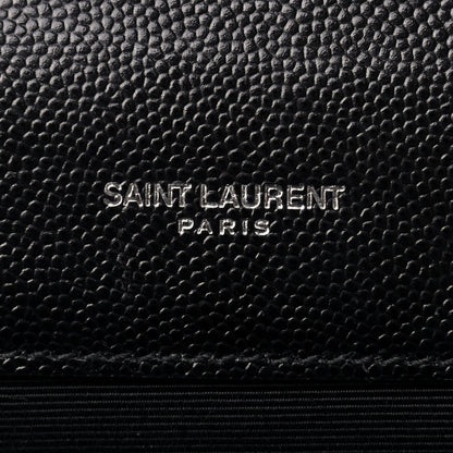 Saint Laurent Grain De Poudre Textured Mixed Matelasse Triquilt Medium Monogram Satchel Black 5 of 9