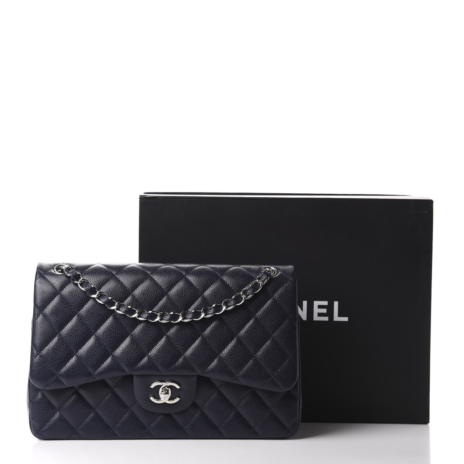 Chanel Caviar Quilted Jumbo Double Flap Navy 11 of 11