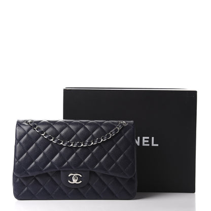 Chanel Caviar Quilted Jumbo Double Flap Navy 11 of 11