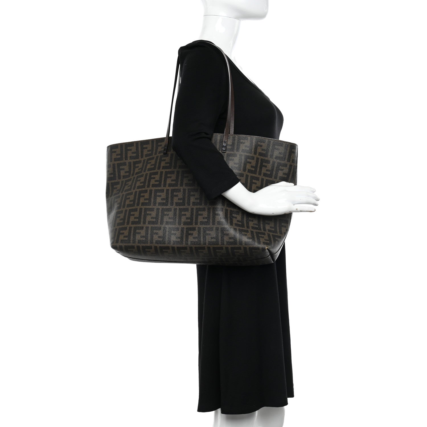 Fendi Zucca Spalmati Medium Roll Tote Tobacco Blue 2 of 18