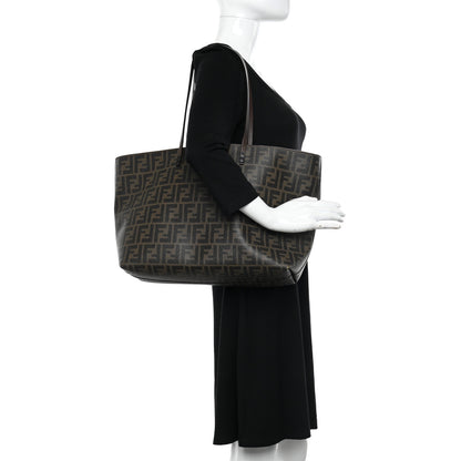 Fendi Zucca Spalmati Medium Roll Tote Tobacco Blue 2 of 18