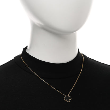 Van Cleef & Arpels 18K Yellow Gold Black Onyx Vintage Alhambra Pendant Necklace 2 of 4