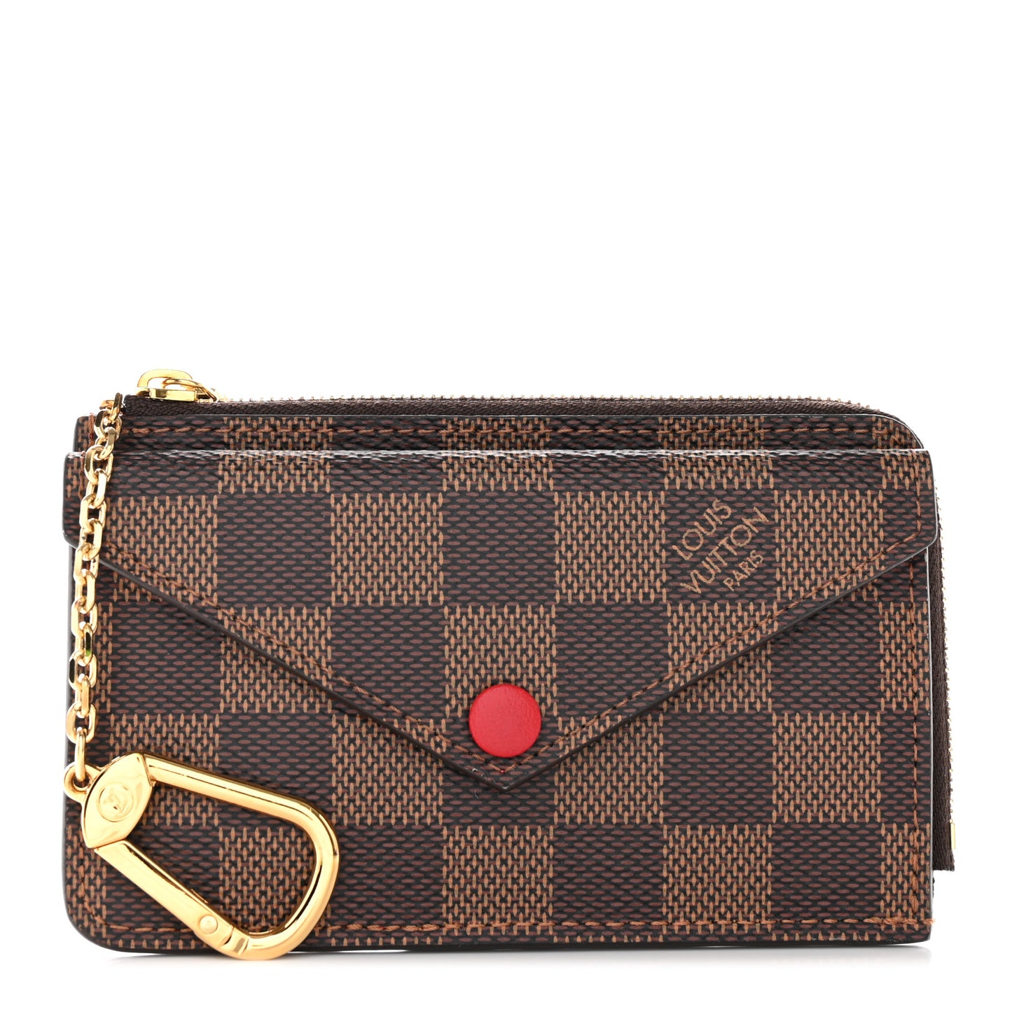 Damier Ebene Recto Verso Card Holder Red