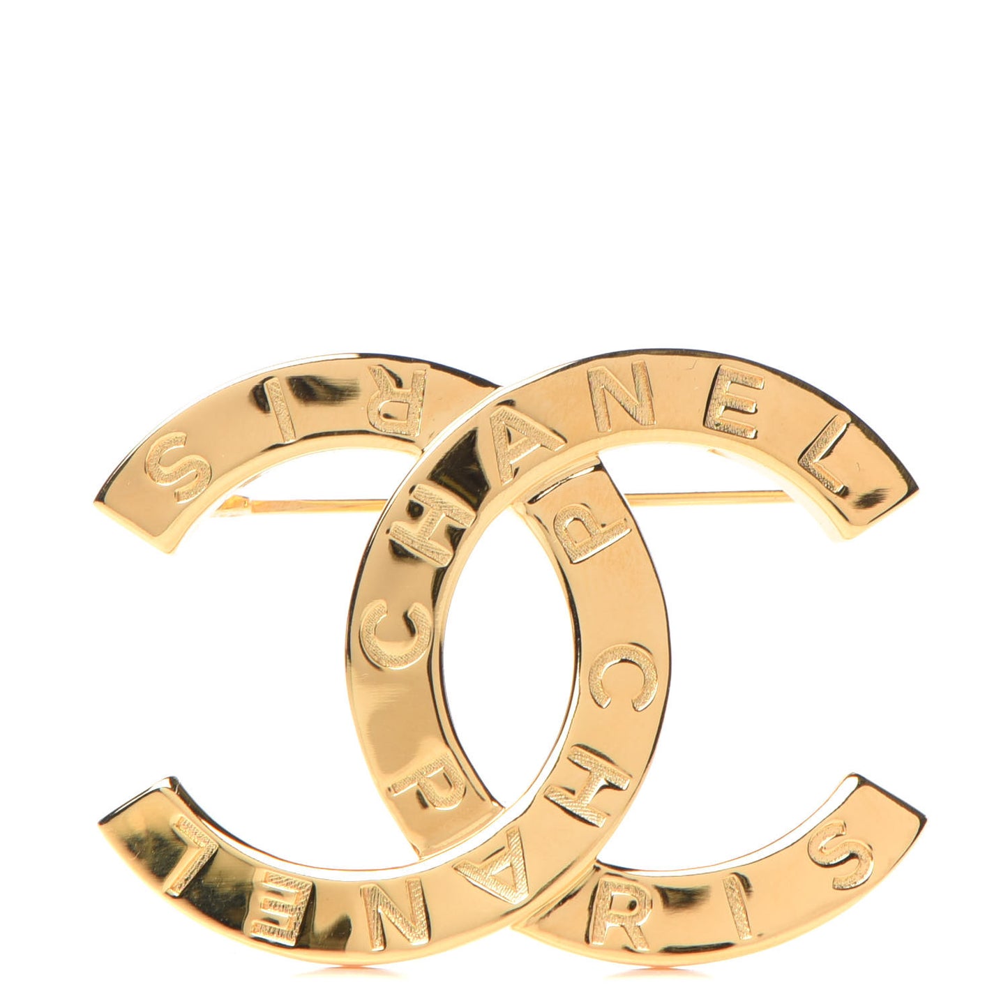 Metal Paris Button CC Large Brooch Gold