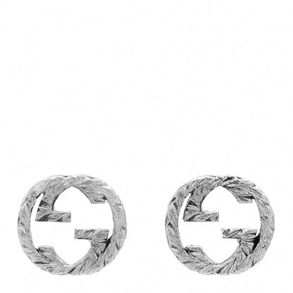 Gucci Sterling Silver Textured Interlocking G Stud Earrings 1 of 4