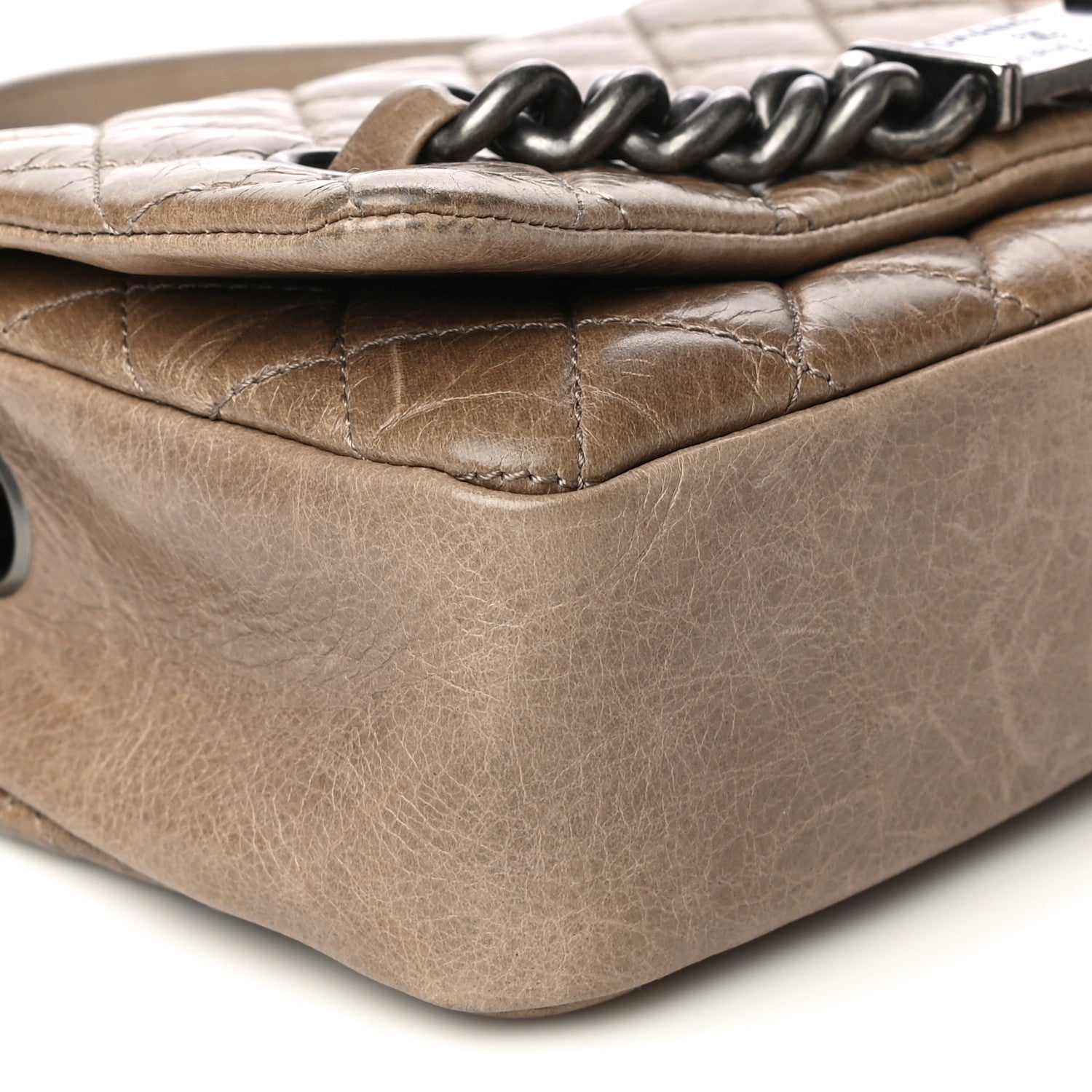 Chanel Glazed Calfskin Nameplate Flap Beige 9 of 10