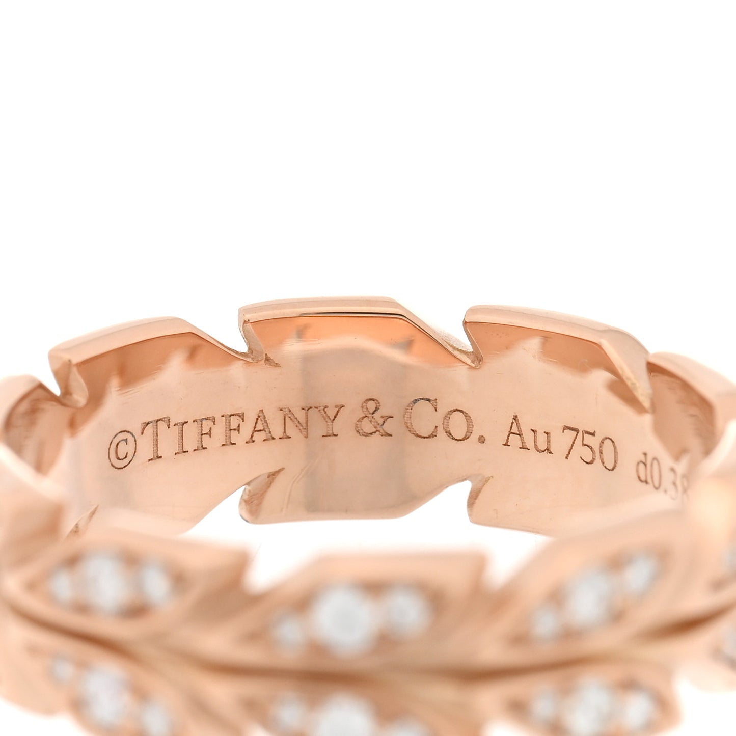 18K Rose Gold Diamond Victoria Vine Band Ring 54 7