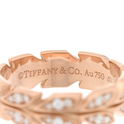 Tiffany 18K Rose Gold Diamond Victoria Vine Band Ring 54 7 4 of 5