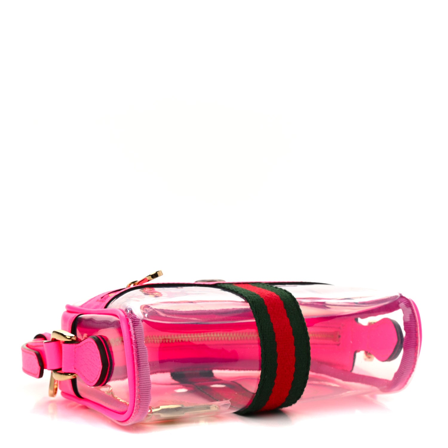 Gucci Vinyl Web Mini Ophidia Transparent Shoulder Bag Fluorescent Fuchsia 4 of 9