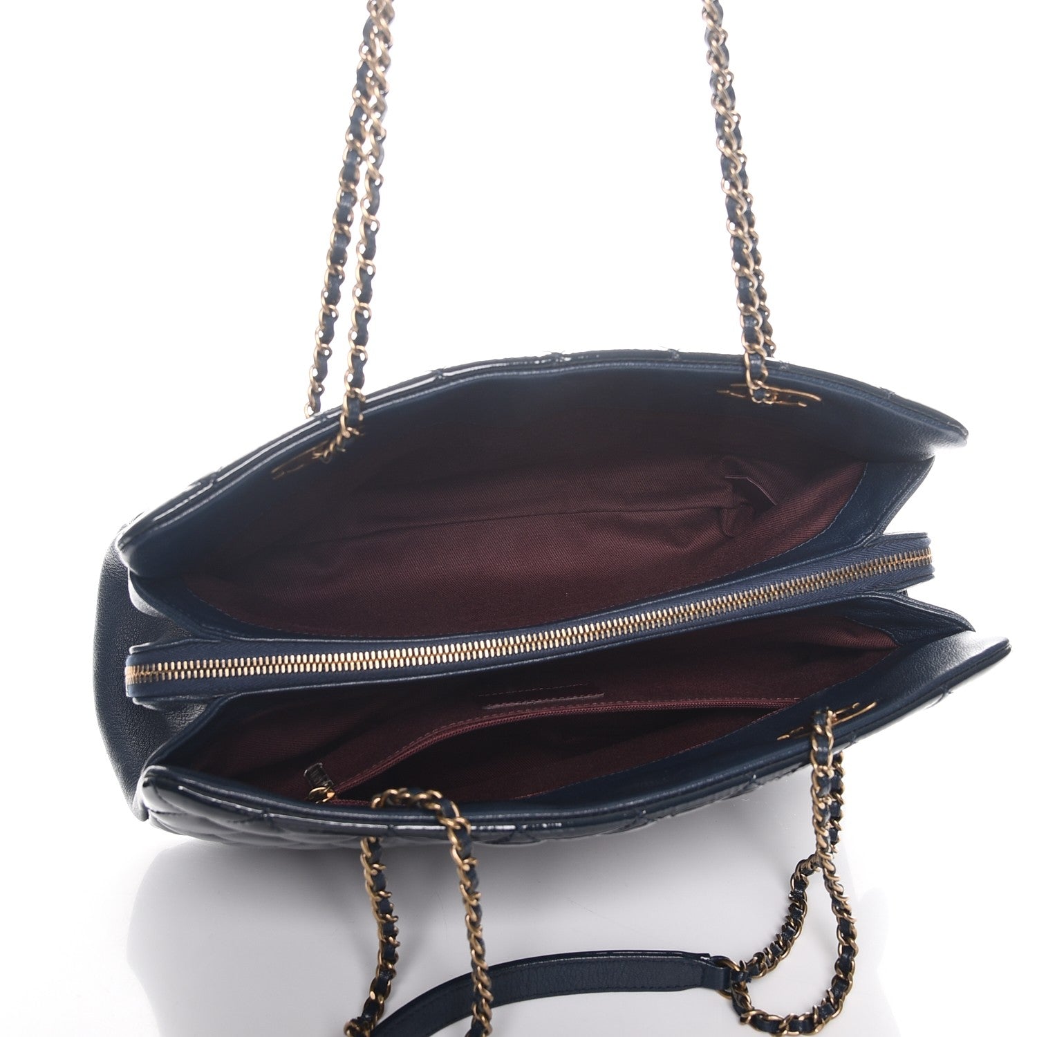 Chanel Patent Goatskin Quilted Small CC Eyelet Tote Blue 5 of 8