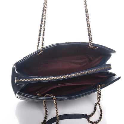 Chanel Patent Goatskin Quilted Small CC Eyelet Tote Blue 5 of 8