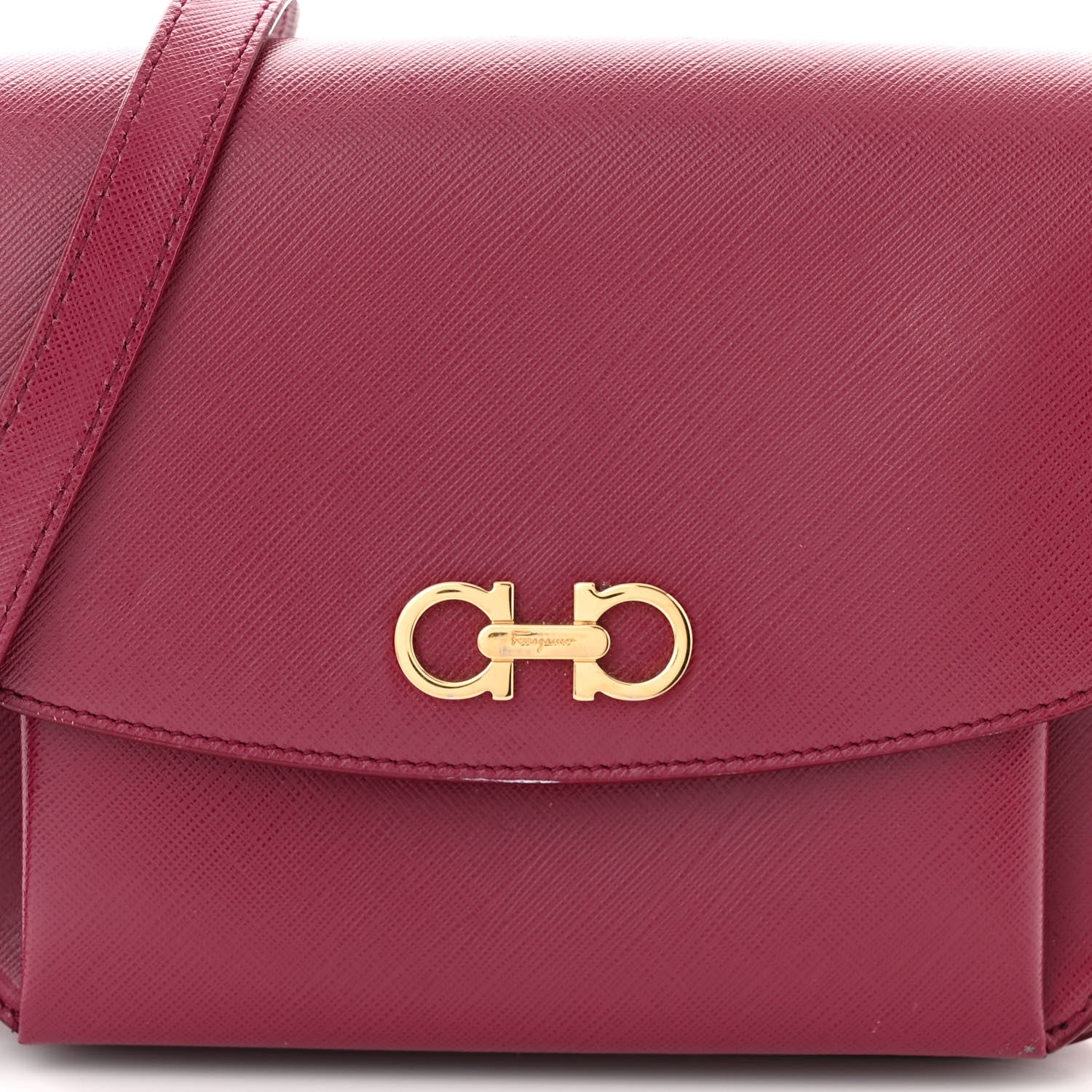 Salvatore Ferragamo Saffiano Sandrine Shoulder Bag Wine 7 of 15