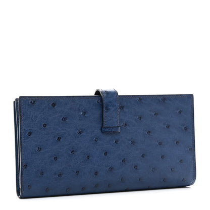 Hermes Ostrich Bearn Wallet Bleu Indigo 3 of 9