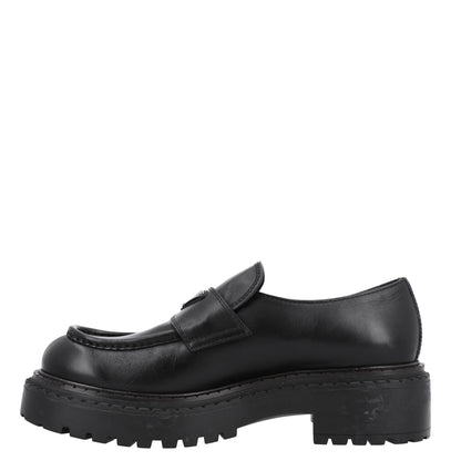 Prada Spazzolato Metal Triangle Logo Mens 35mm Loafers 9 Black 1 of 11