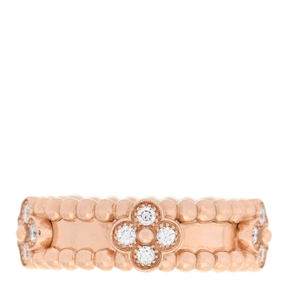 Van Cleef & Arpels 18K Rose Gold Diamond Sweet Perlee Clovers Ring 51 5.75 1 of 5