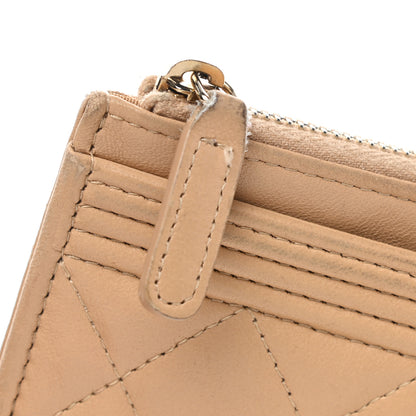 Chanel Lambskin Quilted Classic Zip Boy Pouch Beige 8 of 10