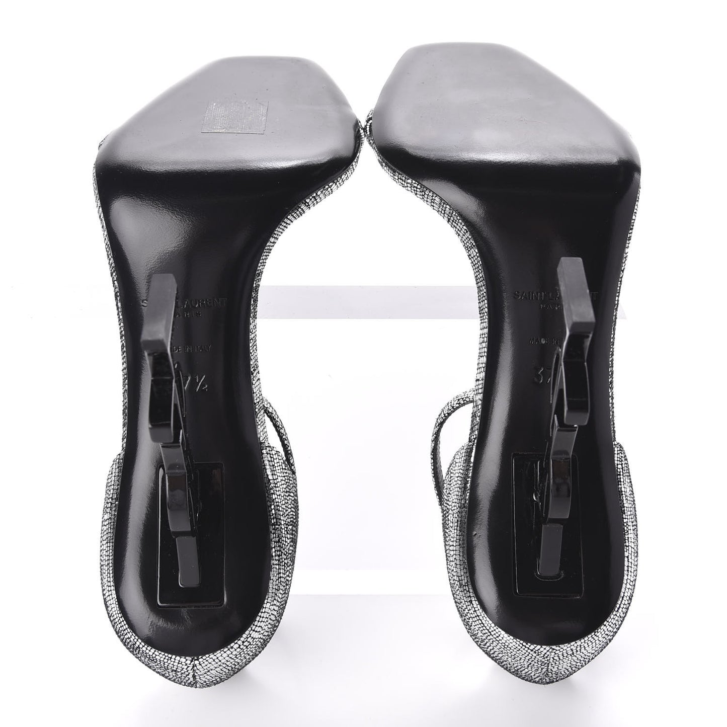 Metallic Calfskin Opyum 110 Sandals 37.5 Argento