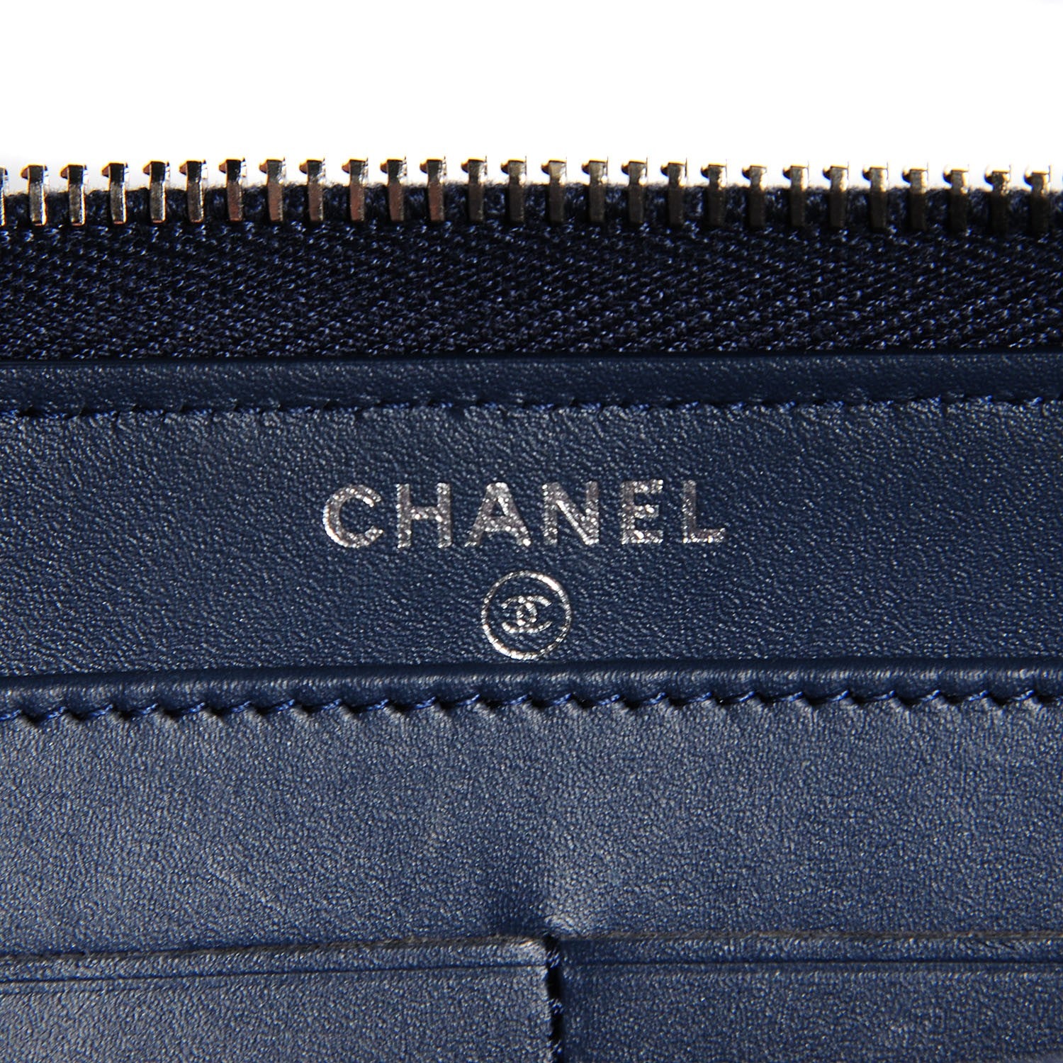 Chanel Patent Chevron Zip Around Wallet Blue 5 of 8
