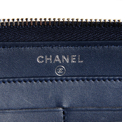 Chanel Patent Chevron Zip Around Wallet Blue 5 of 8