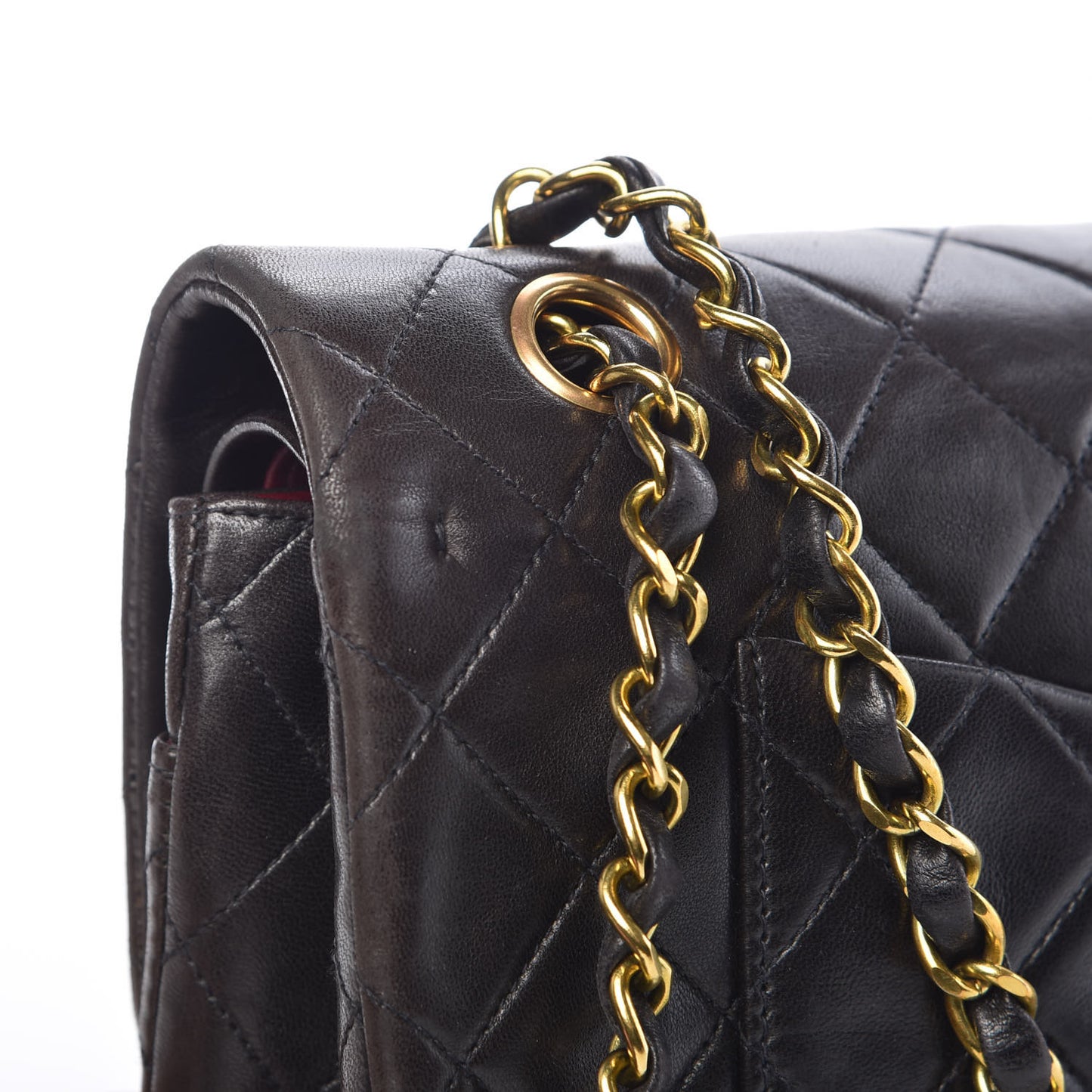 Lambskin Quilted Medium Double Flap Black