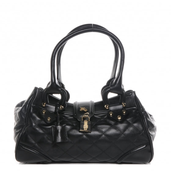 Leather Quilted Satchel Black