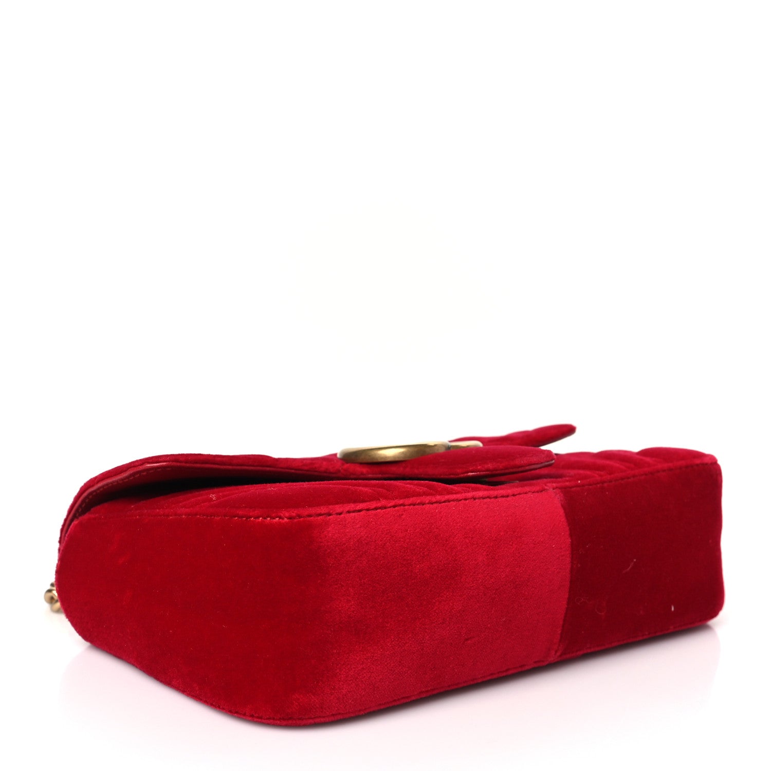 Gucci Velvet Matelasse Mini GG Marmont Shoulder Bag Hibiscus Red 4 of 10