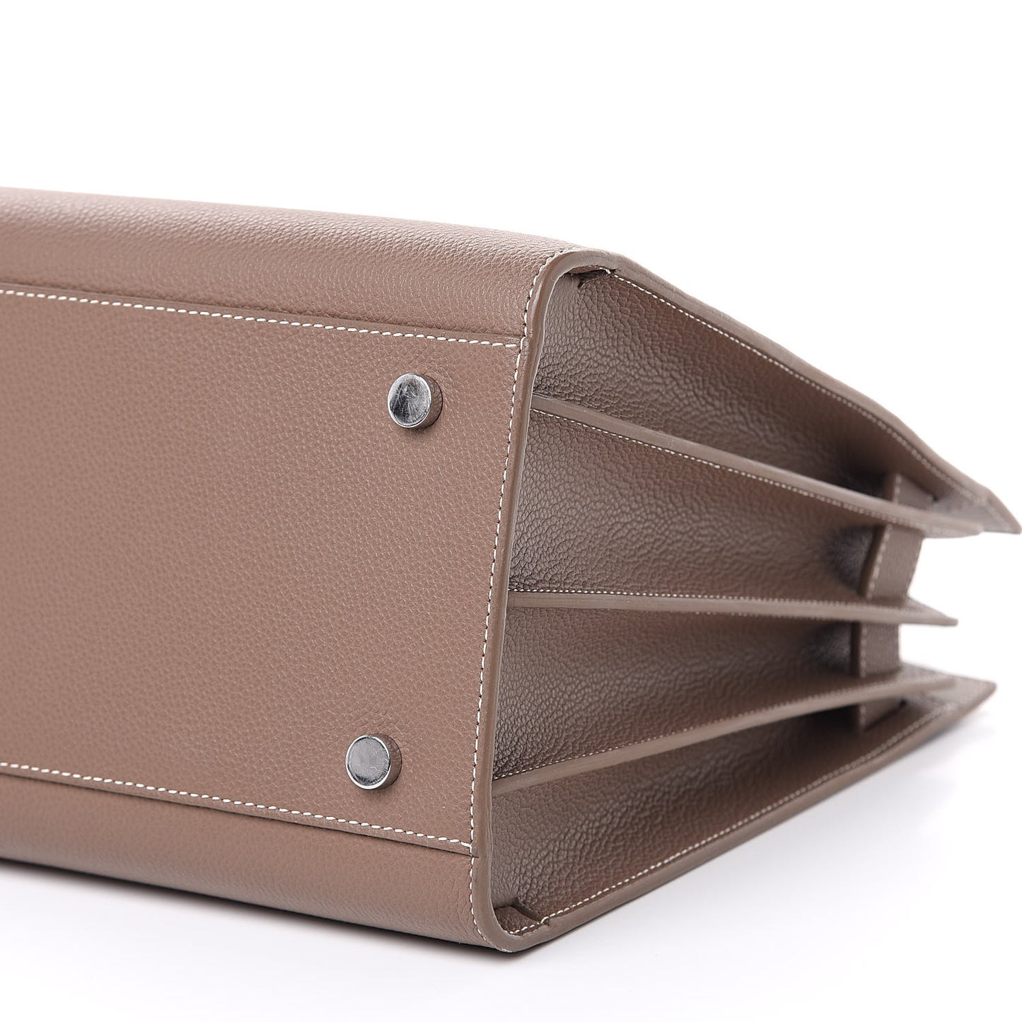 Grained Calfskin Topstitch Small Classic Sac De Jour Taupe