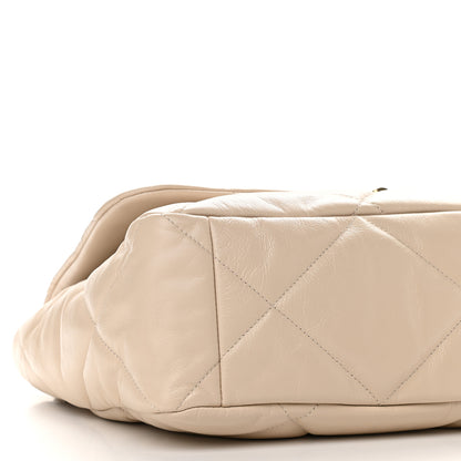 Chanel Goatskin Quilted Maxi Chanel 19 Flap Beige 8 of 9