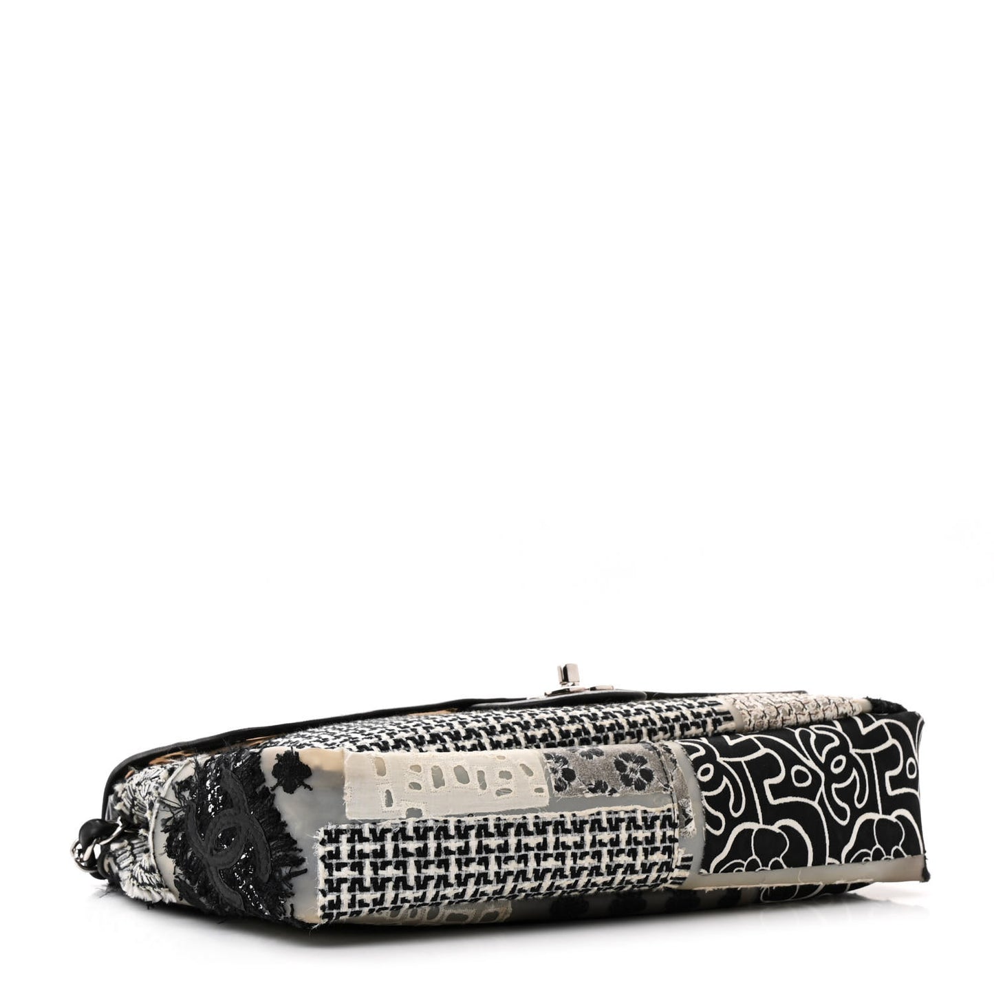PVC Tweed Patchwork Jumbo Single Flap Black