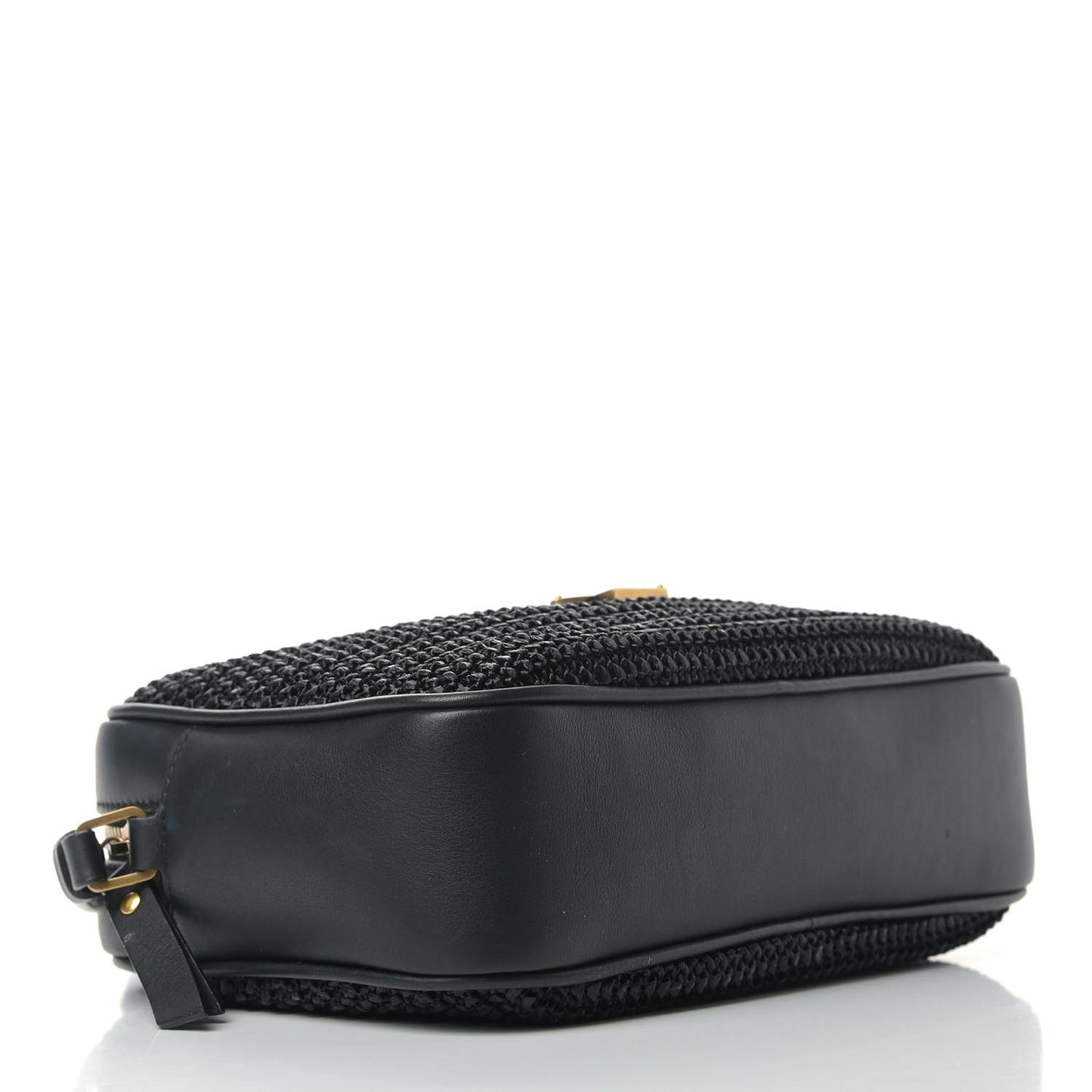 Raffia Canvas Monogram Lou Camera Bag Black