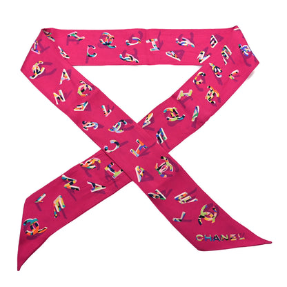 Chanel Silk CC Slim Bandeau Scarf Pink Multicolor 1 of 3