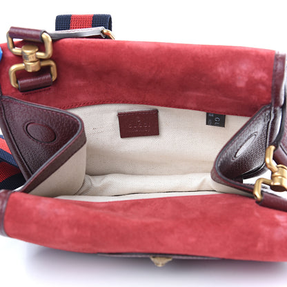 Gucci Suede Web Small Neo Vintage Double Flap Messenger Bag Romantic Cherry Chardonnay 4 of 12