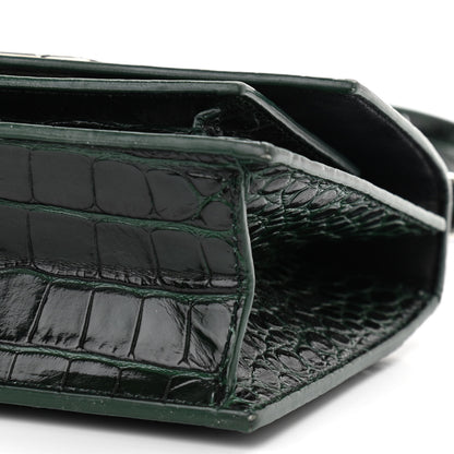 Balenciaga Shiny Calfskin Crocodile Embossed XS Sharp Top Handle Bag Forest Green 9 of 12
