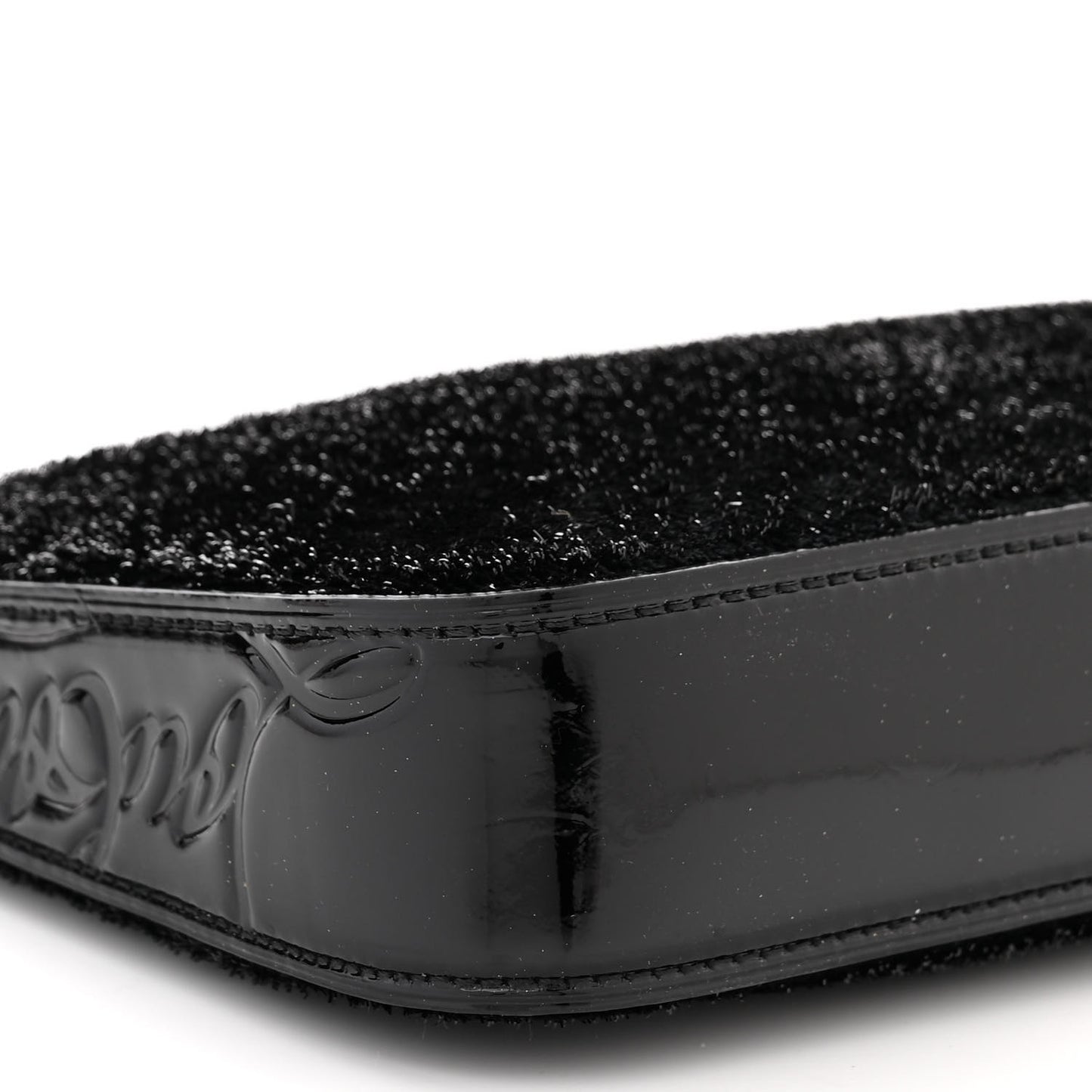 Patent Velour Loubila Chain Clutch Black