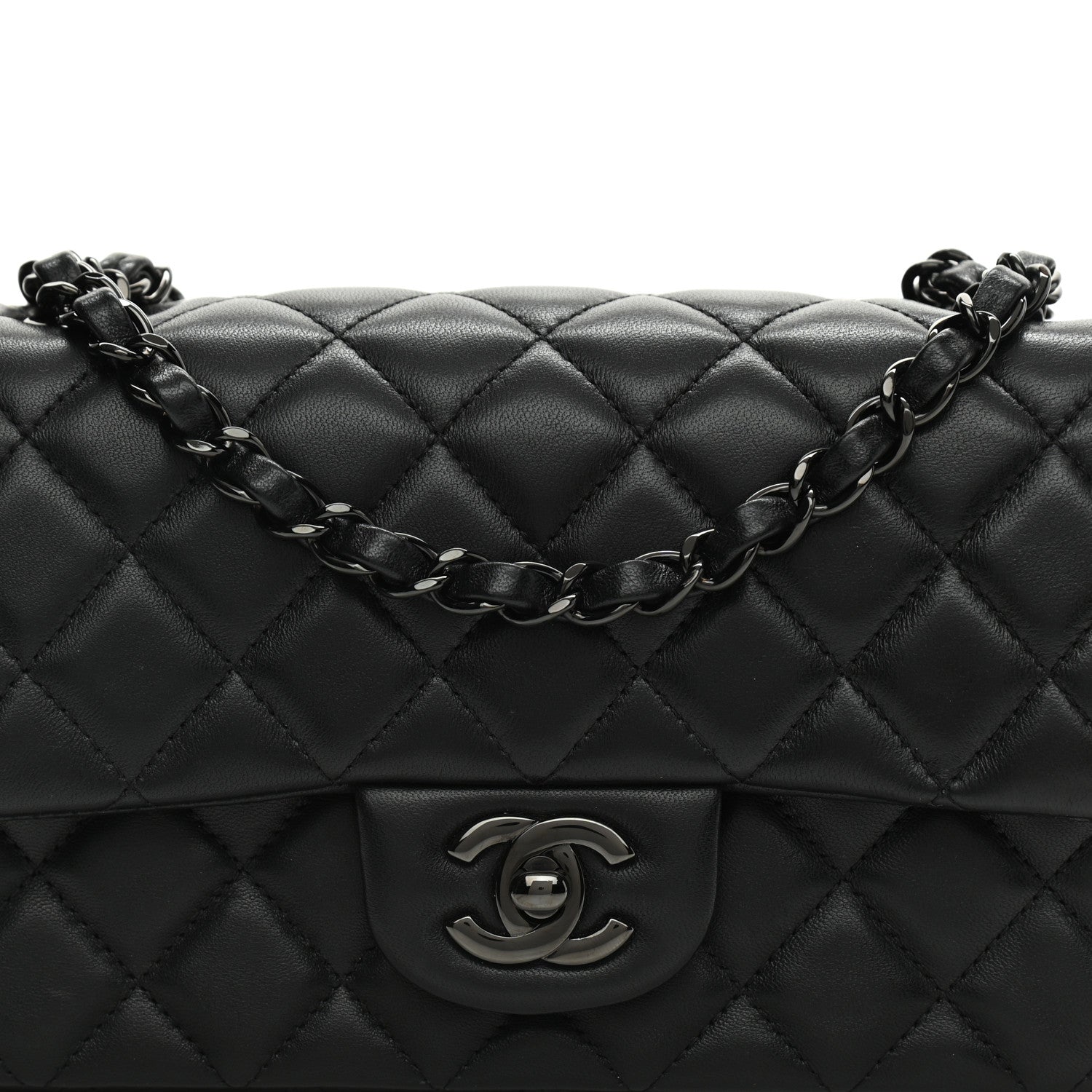 Chanel Lambskin Quilted Mini Rectangular Flap So Black 8 of 9