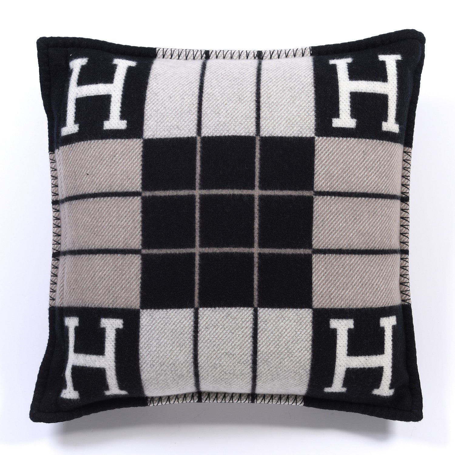 Hermes Wool Cashmere Avalon III Pillow PM Ecru Black 2 of 3