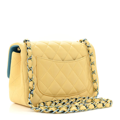 Chanel Lambskin Quilted Mini Rectangular Flap Yellow Blue 3 of 11
