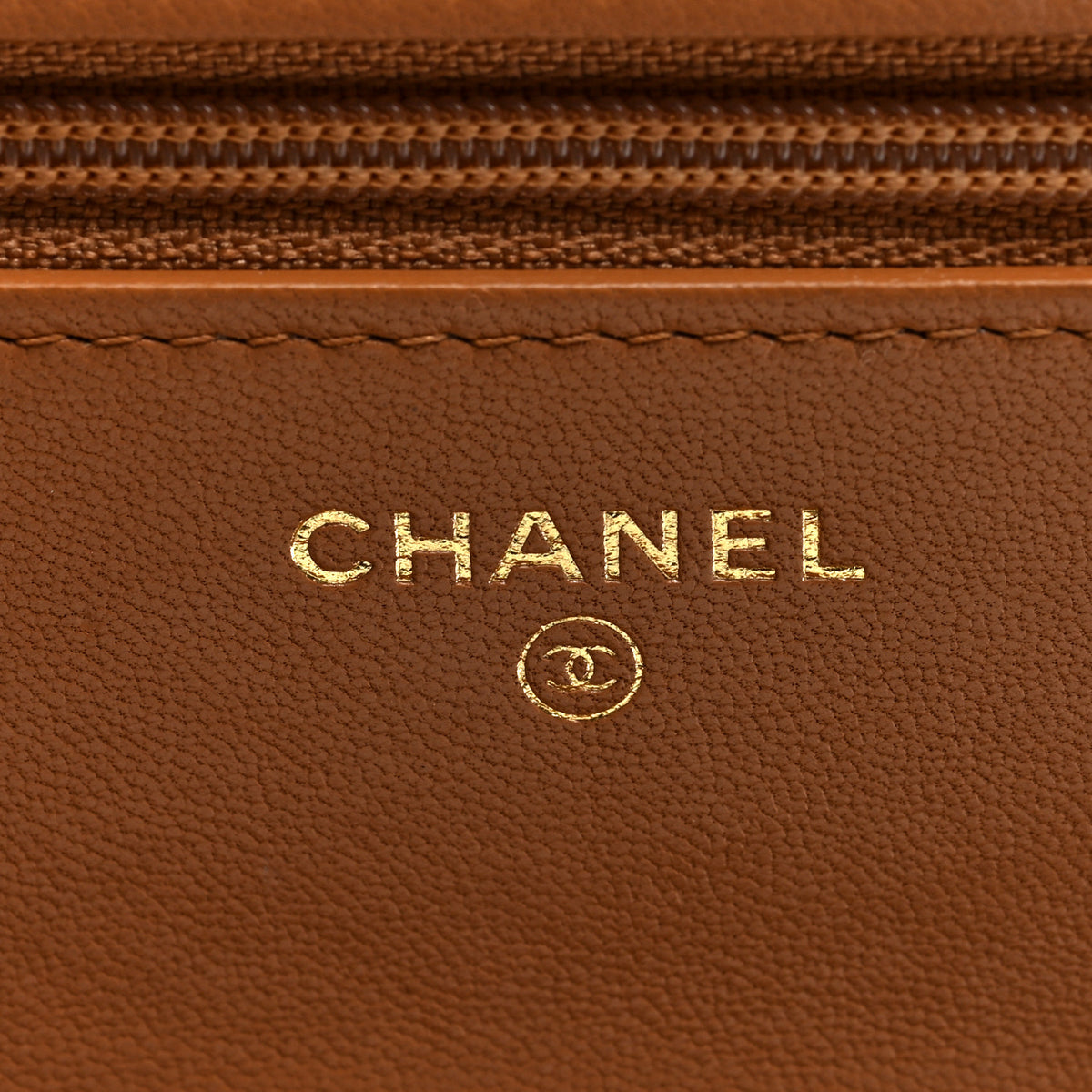 Lambskin Quilted Chanel 19 Wallet On Chain WOC Brown