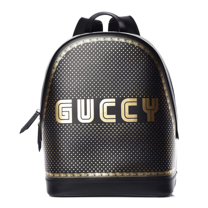 Gucci X SEGA Calfskin GUCCY Stars Dome Backpack Black Gold 1 of 12