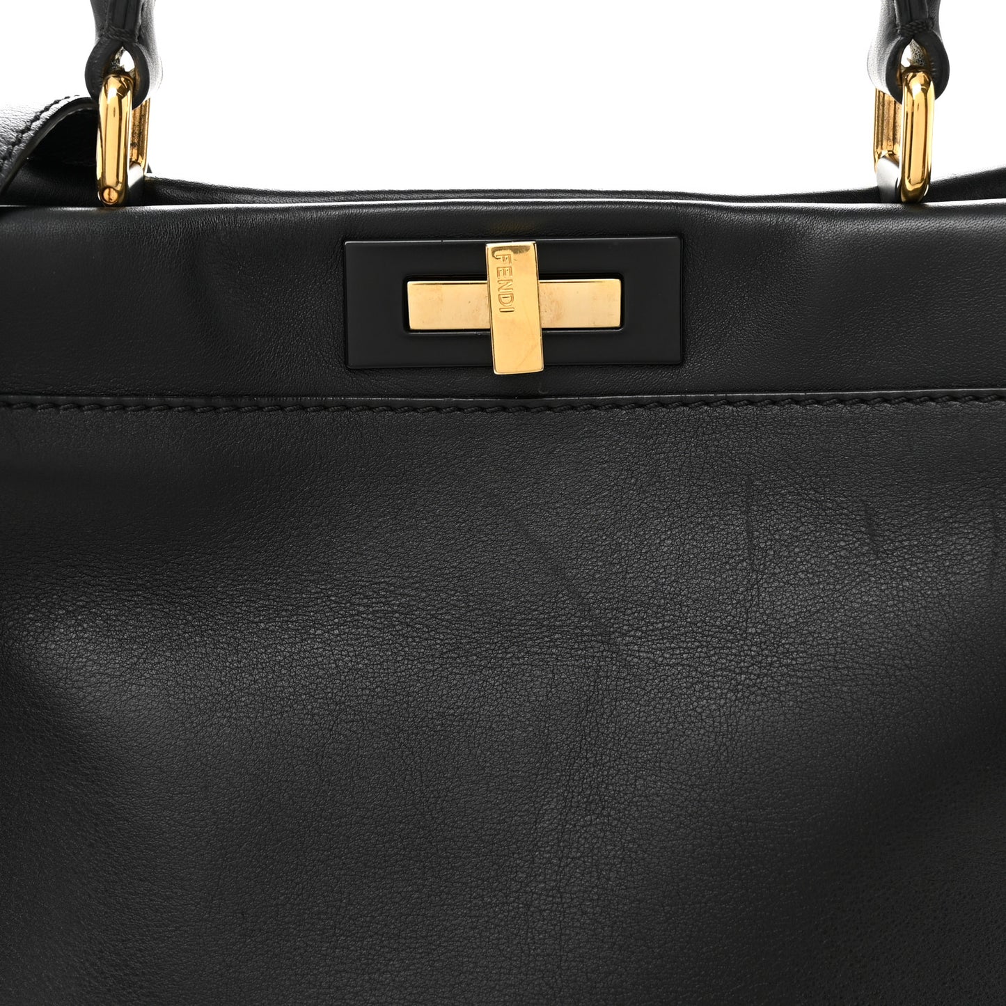 Vitello Seta Shiny Nappa Medium Peekaboo Iconic Satchel Black