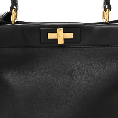 Fendi Vitello Seta Shiny Nappa Medium Peekaboo Iconic Satchel Black 8 of 10