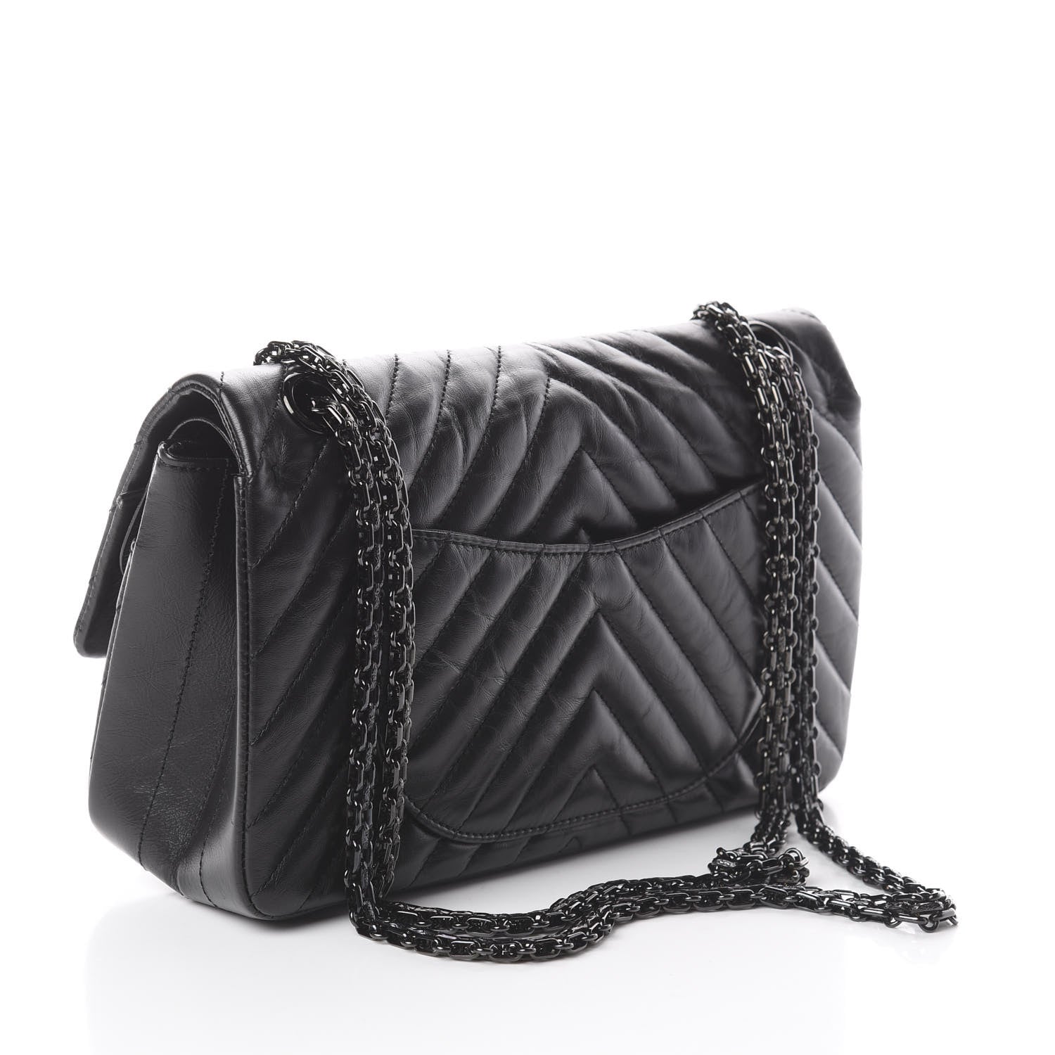Chanel Aged Calfskin Chevron Quilted 2.55 Reissue 225 Flap So Black 2 of 8