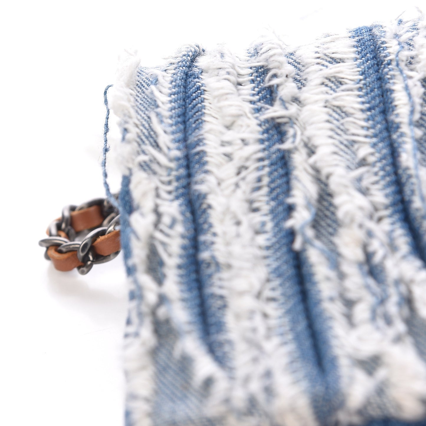 Denim Fringe Medium Single Flap Bag Blue