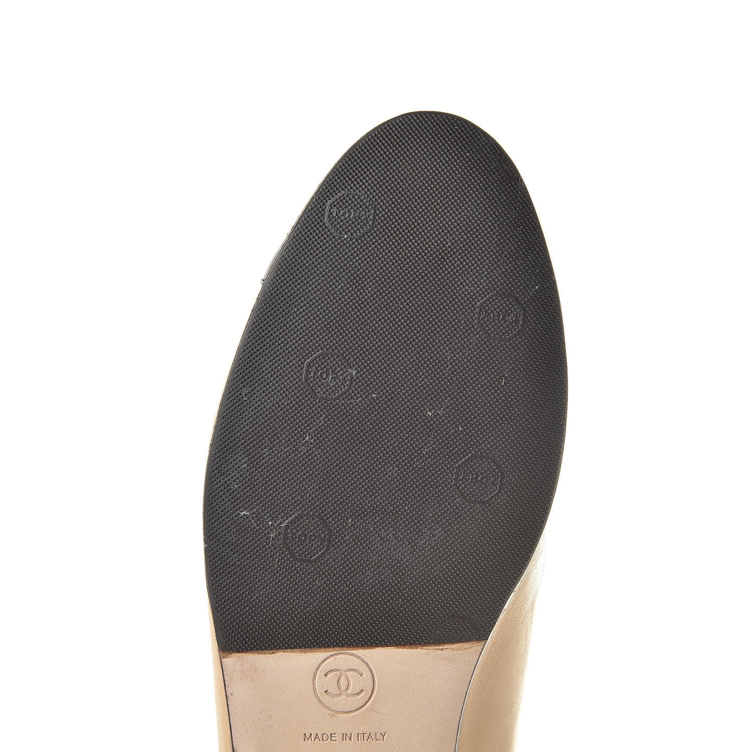 Chanel Lambskin Cap Toe CC Ballerina Flats 40 Beige Black 12 of 15