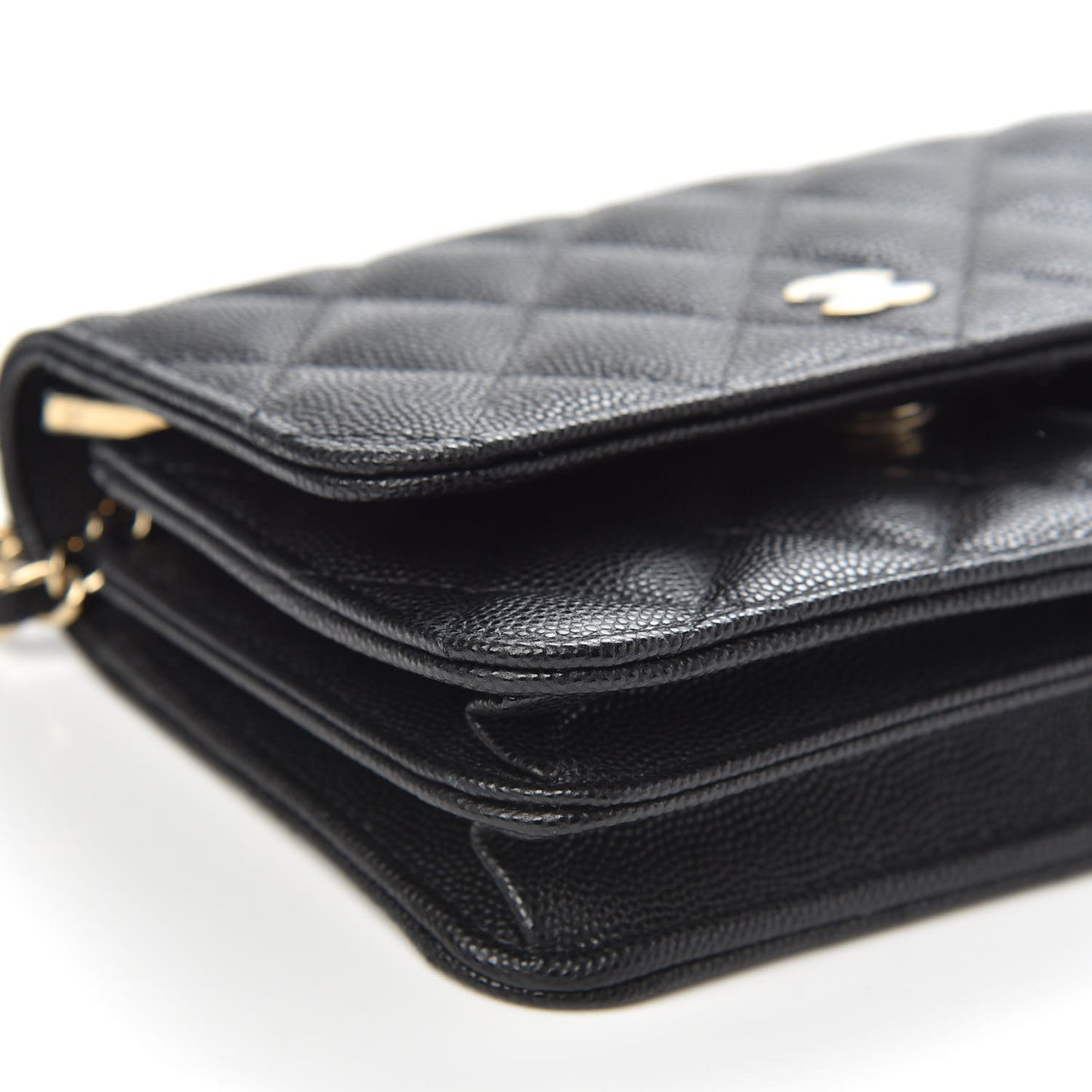 Caviar Quilted Mini Wallet On Chain WOC Black