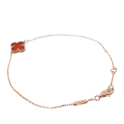 Van Cleef & Arpels 18K Rose Gold Carnelian Sweet Alhambra Bracelet 3 of 7